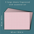 The Master Herbalist Fragrant Scented Drawer Liners in a Geometric Print (Folded) | Natural | Pack of 5 Sheets | Contains Essential Oils | Made in The UK (Helebore Pink | Neroli & Bergamot, Folded)