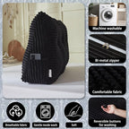Headboard Wedge Pillow + A Long Neck Roll Pillow Body Pillow，Large Headboard Pillow with Removable Cover (Black, Queen：59x8x20 inches)