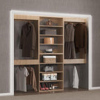 Modular Closet System, 96" Wide Closet Organizer System with Hanging and Towers, Wood Tower Closet Storage for Walk In Closets, Wall Mounted Wardrobe Organizer Kit System, Bedroom, Wood