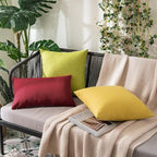 MIULEE Pack of 2 Decorative Outdoor Solid Waterproof Throw Pillow Covers Christmas Faux Linen Garden Farmhouse Cushion Cases for Patio Tent Balcony Couch Sofa 20x12 Inch Wine Red