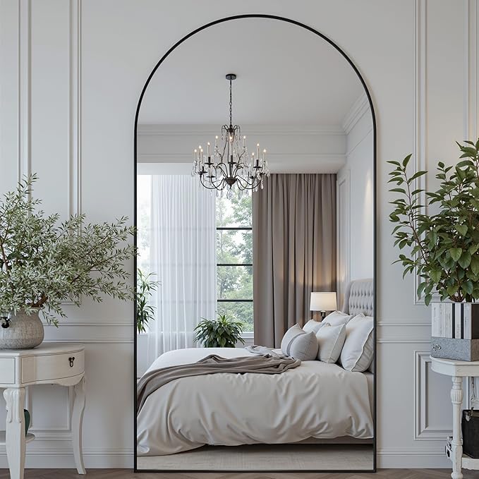 Suidia Arched Full Length Mirror, 81"x41" Floor Mirror Freestanding, Floor Standing Full Body Mirror with Stand for Bedroom, Hanging Leaning Mounted for Living Room Cloakroom, Black