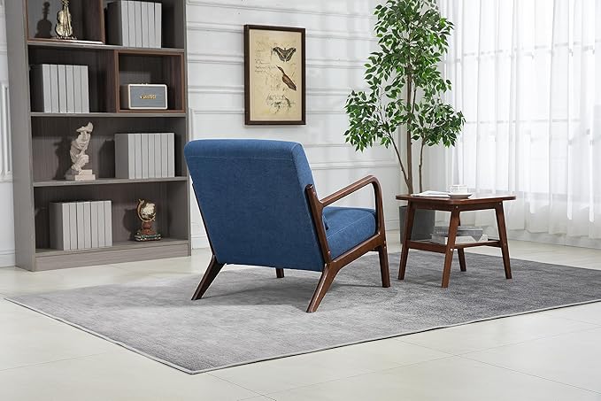 KEIKI Mid Century Modern Accent Chair, Cozy Reading Chair with High-Density Foam and Included Lumbar Cushion, 250 lbs Capacity