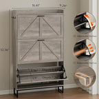 Shoe Cabinet with 3 Flip Drawers Narrow Shoe Storage Cabinet Organizer Wooden Freestanding Shoe Rack Hidden Slim Shoes Storage Cabinet for Entryway, Hallway, Living Room, Bedroom