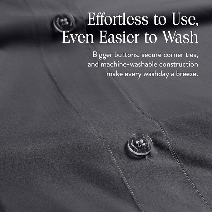 Brooklinen Luxury Percale Duvet Cover – 100% Cotton, Cool, Crisp, Extra-Long Corner Ties, Button Closure, Soft & Breathable – Machine Washable, Duvet Cover Full/Queen Bed Sizes (Slate)