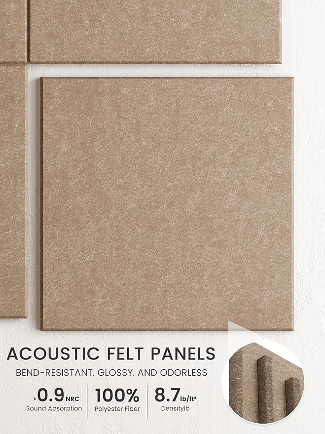 Bumusty Large Cork Board 48" x 36" Alternative - 12 Pack Felt Wall Tiles with 70 Safe Removable Adhesive Tabs, 30 Pushpins, Cork Boards for Walls Pin Board Bulletin Board Office Decor (Taupe)
