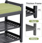 Shoe Rack Bench with Storage 27.6 in, Black Shoe Storage Bench with Cushion for Entryway, Hallway, Bedroom, Living Room