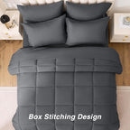 Love's cabin Twin XL Comforter Set Soot Grey, 5 Pieces Twin XL Bed in a Bag, All Season Bedding Sets with 1 Comforter, 1 Flat Sheet, 1 Fitted Sheet, 1 Pillowcase and 1 Pillow Sham