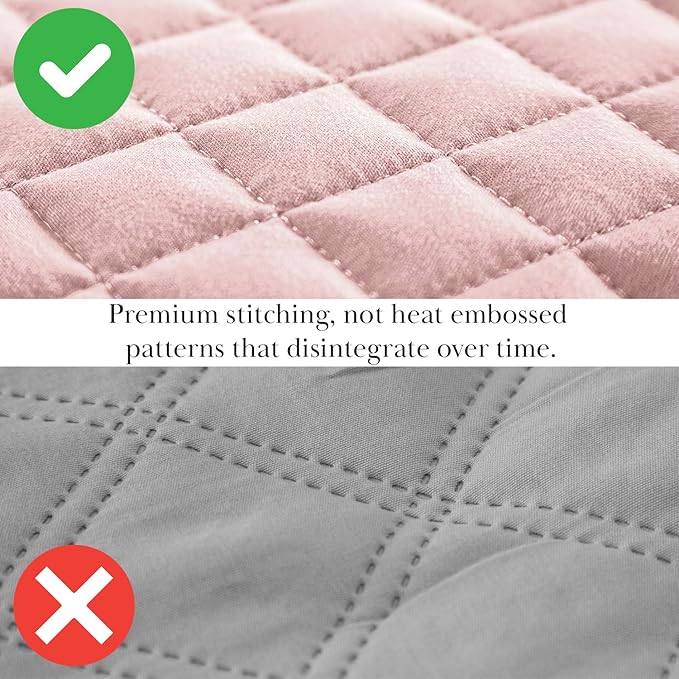 Southshore Fine Living, Inc. Stitched Twin XL Comforter Quilt Bedding Set, Dorm Room Bedding, Stain Resistant, Machine Washable Bedspread, XL/Twin Pink Quilt Bed Spread w/Pillow Sham, Pastel Pink