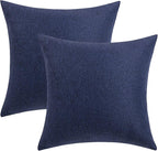 MIULEE Pack of 2 Decorative Outdoor Solid Waterproof Throw Pillow Covers Euro Sham Faux Linen Garden Farmhouse Cushion Cases for Summer Patio Tent Balcony Couch Sofa 26x26 Inch Navy