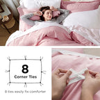 Bedsure Pink Duvet Cover King Size - 3 Pieces Prewashed Cotton-Like Extra Soft Bedding Set, Includes 1 Duvet Cover 104x90 Inches with Zipper Closure & 2 Pillow Shams, Comforter Not Included
