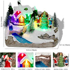 Christmas Collectibles Building Village House Musical Snow Globe Resin Figurines with 8 Music Snowman, Christmas Train Come with Xmas Gift (Tree)