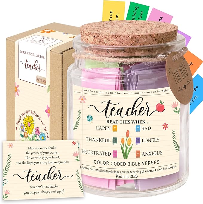 Bible Verse Jar for Daughter – 92 Color-Coded Scriptures of Encouragement, Birthday & Christmas Gift, Christian Keepsake, Daughter-in-Law Gift (Bible Jar For Teacher)