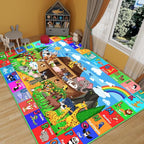 ABC Kids Rug for Playroom 110×78.7 in Noah's Ark Animals Rug Baby Play Mat Alphabet Playmat Shape Color Classroom Carpet Kids Playroom Early Learning Carpet for Preschool Toddlers Tummy