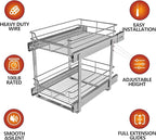 (23" W x 22" D Cabinet Pull Out Shelves, 2-Tier | Heavy Duty Kitchen Pull Out Shelves for Wide Cabinets, 22 Inch Deep Sliding Cabinet Organizer