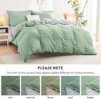HYMOKEGE Sage Green/Light Grey California King Comforter Set Seersucker 7 Pieces, All Season Luxury Bed in a Bag for Bedroom, Bedding Set with Comforter, Sheets, Pillowcases & Shams
