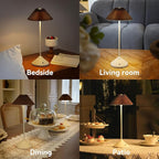 Cordless Rechargeable Touch-Control LED Table Lamp – 3 Adjustable Color Temperatures, Lightweight & Portable, Matte Metallic Finish, Waterproof, Battery Operated for Indoor& Outdoor (White)