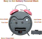 Peakeep Loud Analog Alarm Clock for Kids Learning Telling Time Teaching, 4.5" Twin Bell Alarm Clock Battery Operated for Heavy Sleepers Adults Teenagers Kids