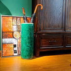 Umbrella Stand Umbrella Bucket Umbrella Rack Barrel Floor Vase Modern Style for Storing Canes Walking Sticks for Entryway Porch Indoor Malachite Green 24‘’High