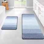 OLANLY Bathroom Rug Set 2 Piece, Soft Absorbent Microfiber Bath Rug Set, Non-Slip, Machine Wash Dry, Plush Shaggy Bath Mats for Bathroom (47"x20"+24"x16", Blue)