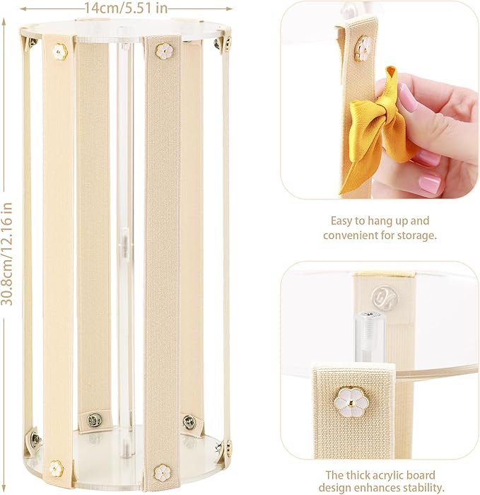 Bow Organizer for Girls - Large Capacity Hair Clip Organizer, Effortless Hair Bow Holder for Home Dresser, Perfect for Gifting, Essential Storage Solution for Girls (Beige