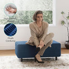 LINSY HOME Sectional Sleeper Sofa Storage Ottoman Bench, Convertible Coffee Table Plush Corduroy Couch Ottoman Footstool for Living Room, Bedroom Entryway and Family Room, Blue