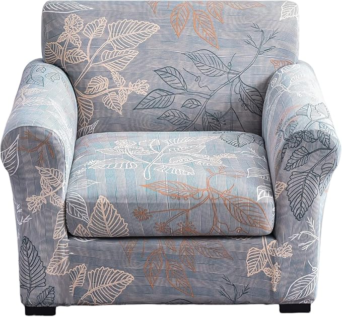 KRFOONN 2 Piece Chair Covers Printed Sofa Covers Couch Covers Washable Armchair Sofa Couch Slipcover Furniture Protector with Elastic Bottom for Living Room (Armchair, 17), Small