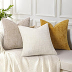 decorUhome Spring Mustard Yellow Chenille Throw Pillow Covers 16x16 Set of 2 Textured Soft Cozy Slubby Couch Pillow Covers Modern Farmhouse Boho Decorative Pillow Cases for Bed Sofa Living Room