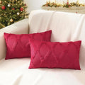 decorUhome Spring Throw Pillow Covers 12x20 Inch Set of 2, Soft Plush Faux Fur Wool Lumbar Red Couch Pillow Covers, Decorative Neutral Pillow Cases for Bed Sofa Living Room Home Decor