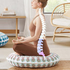 Codi Meditation Floor Pillow, Round Large Pillows Seating for Adults, Bohemian Mandala Circle Cushion for Outdoor Fireplace Yoga Living Room, 32 Inch, Memory Foam Added, Coral