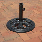 Sunnydaze 24lb Cast Iron Patio Umbrella Base - Heavy-Duty Round Metal Outdoor Market Umbrella Stand for Outside - 18-Inch - Black - Pretty Petals