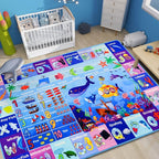 ABC Kids Rug for Playroom 59"×78.7" Ocean Rug Baby Play Mat Alphabet Mat Sea Animal Number Shape Classroom Kids Playroom Playmat Early Learning Carpet for Preschool Toddlers