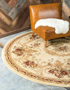 Rugs.com Chateau Collection Rug - 4 Ft Round Cream Medium Pile Rug