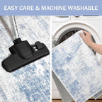IOHOUZE Small Abstract Area Rug 2x3 Ft Entryway Rugs Washable Door Mat Indoor Entrance, Rubber Backed Throw Rugs, Printed Non Slip Floor Carpet for Foyer Front Door Sink, Light Blue White