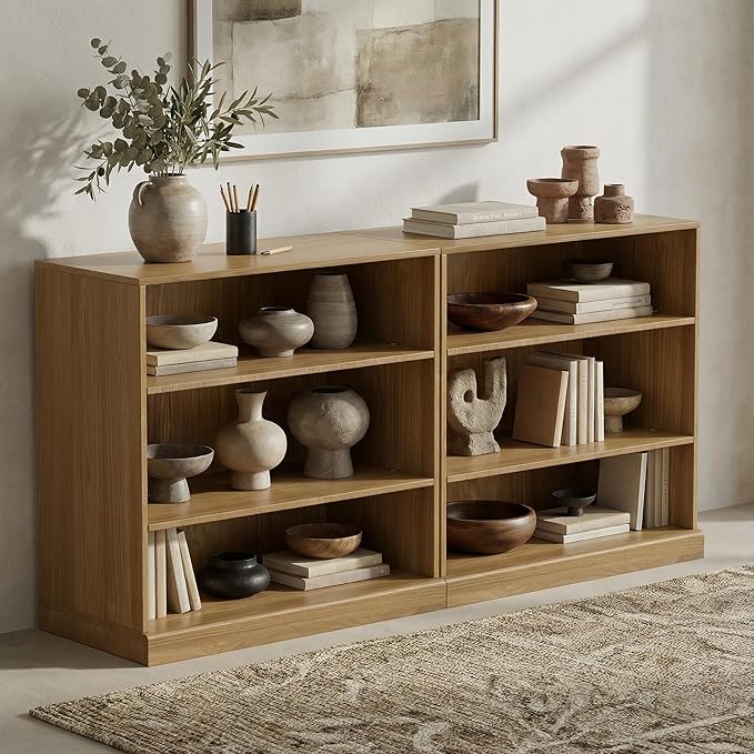 Casaphoria 31" H Wooden Bookshelves, 3 Tier Heavy Duty Bookshelf with Adjustable Shelves, Farmhouse Bookshelf with 16" Deep Storage Space for Living Room,Bedroom & Home Office