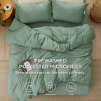 Bedsure Duvet Cover Full Size with Fitted Sheet - 4 Pieces Prewashed Cotton-Like Polyester Extra Soft Bedding Set, Includes 1 Duvet Cover 80x90 Inches, 2 Pillow Shams, 1 Fitted Sheet, Sage Green