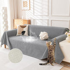 Deep Dream Cat-Scratch Resistant Couch Cover, Waterproof Sofa Cover for 3 Cushion Couch Washable, Pet Friendly Couch Protectors Anti Slip Thickened Sofa Slipcovers for Dogs Pets,71" x 150",Light Grey