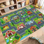 Kids Car Playmat, Kids Rug for Playroom Car Mat Town City Road Traffic Rugs, Play Mat for Floor, Extra Large Boys Kid Car Track Play Rug (Style Four, 78.7X 59 INCH)