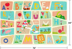 4x6 Preschool Kids Alphabet Rug – Washable ABC Learning Carpet for Toddlers, Educational Playroom Mat with Fun Letters & Illustrations, Soft Nursery Rug for Reading, Craft, or Floor Play