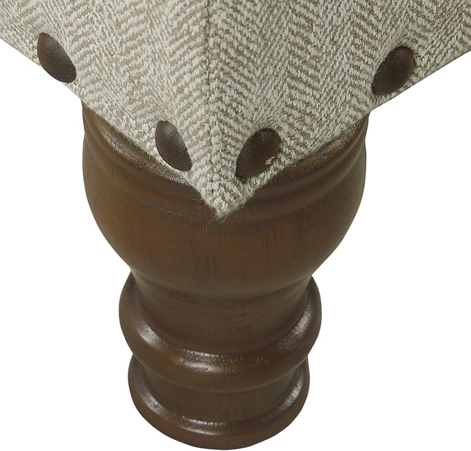 HomePop Large Storage Bench with Nailhead Trim - Taupe and Cream