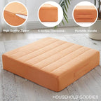 22 inches Floor Pillow for Adults - Large Meditation Cushion with Thick Foam & Soft Tufted Cover - Premium Outdoor Square Floor Cushion Seat - Yoga Pillows for Sitting On Floor - Orange