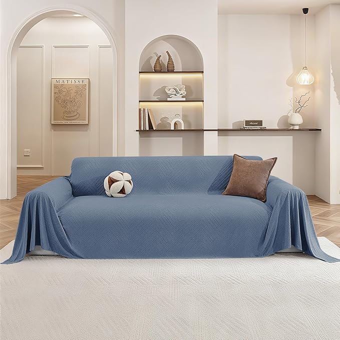 Couch Cover for Dogs, 78"x134", Sofa Covers for 3 Cushion Couch, Washable Couch Covers for Sectional Sofa, Pet Sofa Slipcovers for Living Room, Couch Cover Blanket, Blue