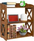 Brown Bookcase by Natural Wood, 4 Tier Bookshelf, Small Book Shelves Freestanding Display Storage Shelves. Open Bookshelf for Bedroom, Living Room and Office (Brown, 3 Tier)