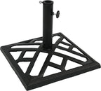 Sunnydaze 17lb Cast Iron Patio Umbrella Base - Heavy-Duty Square Metal Outdoor Market Umbrella Stand for Outside - 17-Inch - Black - Modern Geometric