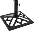 Sunnydaze 17lb Cast Iron Patio Umbrella Base - Heavy-Duty Square Metal Outdoor Market Umbrella Stand for Outside - 17-Inch - Black - Modern Geometric
