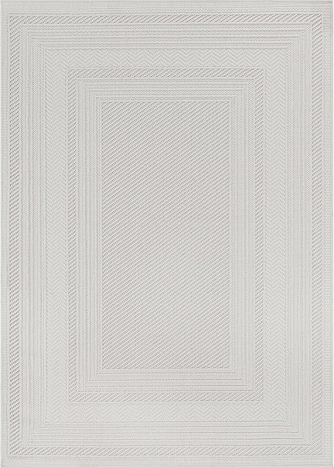 Micro Loop Indoor Rug White 6x9 Boho Geometric Neutral Area Rugs for Living Room Soft Luxury Modern Low and High Pile Durable Stain Resistant Non-Shedding Indoor Area Carpet 6 x 9