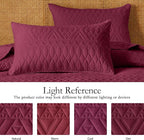 akkialla Full/Queen Quilt Set, Burgundy Lightweight Microfiber Bedspread Coverlet, Boho Geometric Pattern, Soft All-Season Bedding, 3-Piece (1 Quilt, 2 Pillow Shams) | Breathable fabric, Modern style