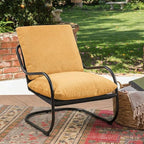 Peace nest Modern Accent Chair Comfy Living Room Suspended Chair Bedroom Armchair with Mental Frame Comfortable Upholstered Cushion for Balcony Lounge Reading Meeting Room Yellow