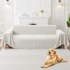 HAOMAIJIA Non Slip couch cover sofa covers for 3 cushion couch Washable sectional couch covers for Dogs pet Furniture Protector Couch Cover Blanket for Living Room (Off white, 91"x150")
