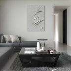 Art Hand-Painted Thick Texture White Minimalist Oil Painting 45x30 inch Home Wall Decorative Art