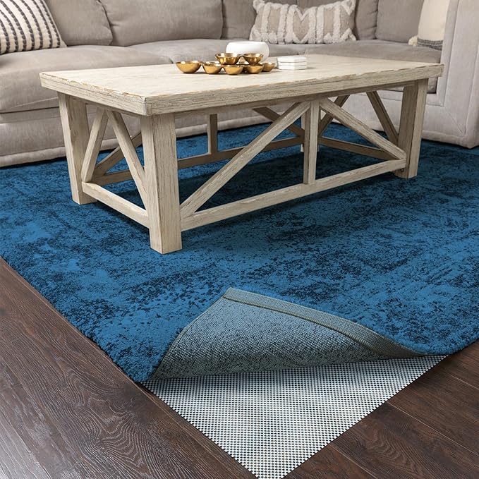 Veken 6x9 Ft Rug Pad Gripper for Hardwood Floors, Non Slip Grey Blue Rug Pads for Area Rugs, Thick Rug Grippers for Tile Floors, Under Carpet Anti Skid Mat, Keep Your Rugs Safe and in Place